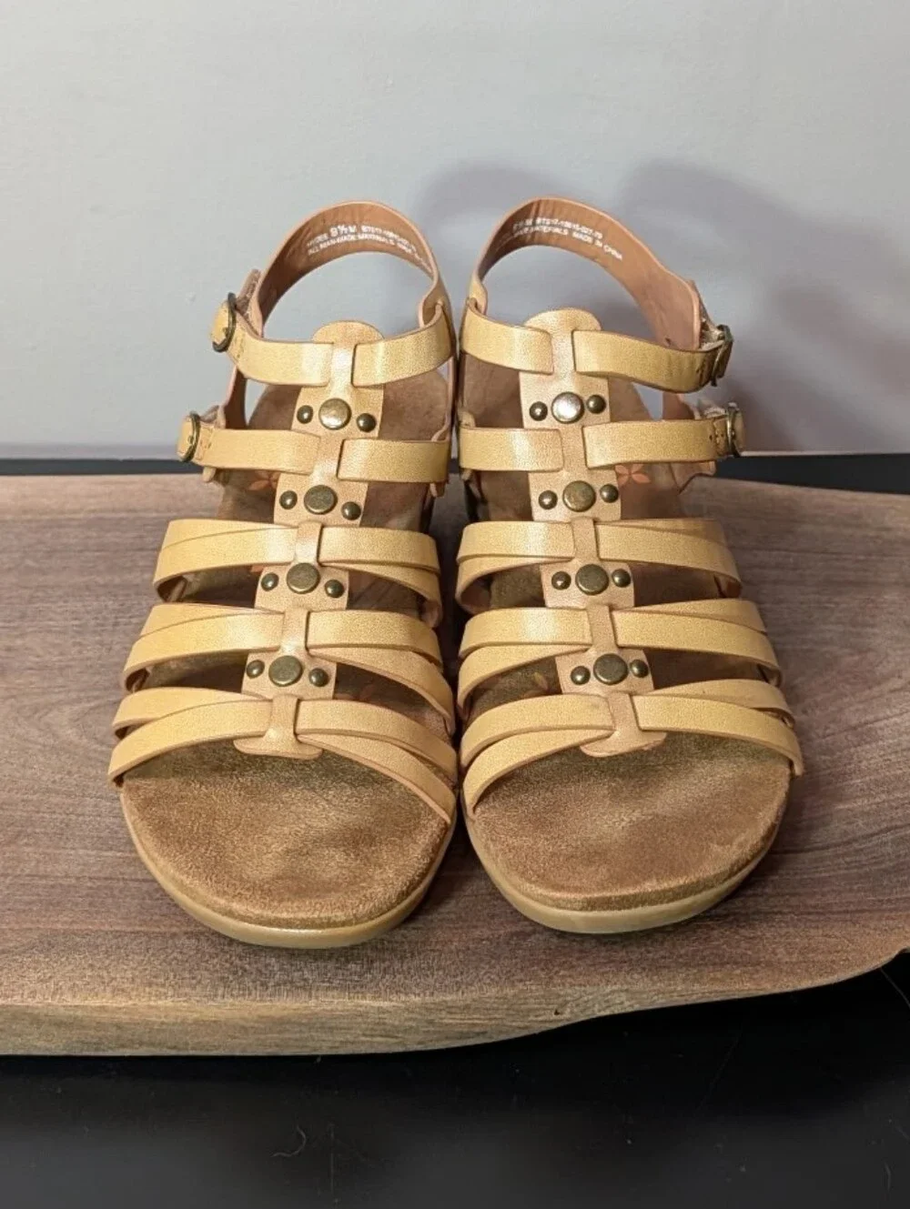 BareTraps Tan Multi-Strap Wedge Sandals